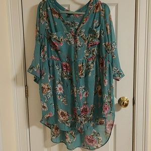 High low floral top